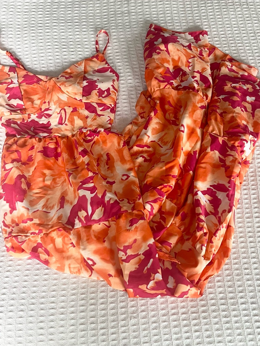 SHEIN Orange & Pink Floral Maxi Slip Dress size 4